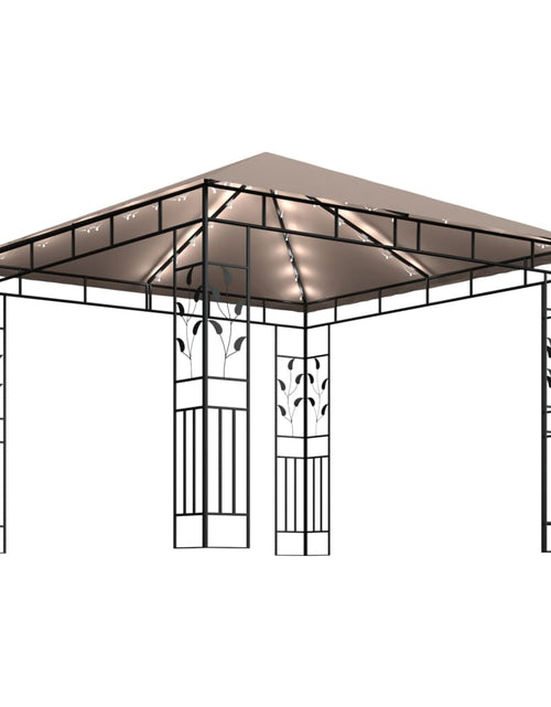 Încărcați imaginea în vizualizatorul Galerie, Pavilion cu plasă anti-țânțari&amp;lumini LED,gri taupe, 3x3x2,73 m
