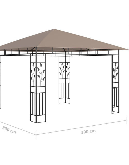 Încărcați imaginea în vizualizatorul Galerie, Pavilion cu plasă anti-țânțari&amp;lumini LED,gri taupe, 3x3x2,73 m
