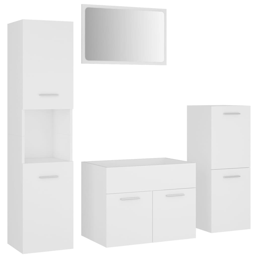 Set mobilier de baie, alb, lemn prelucrat