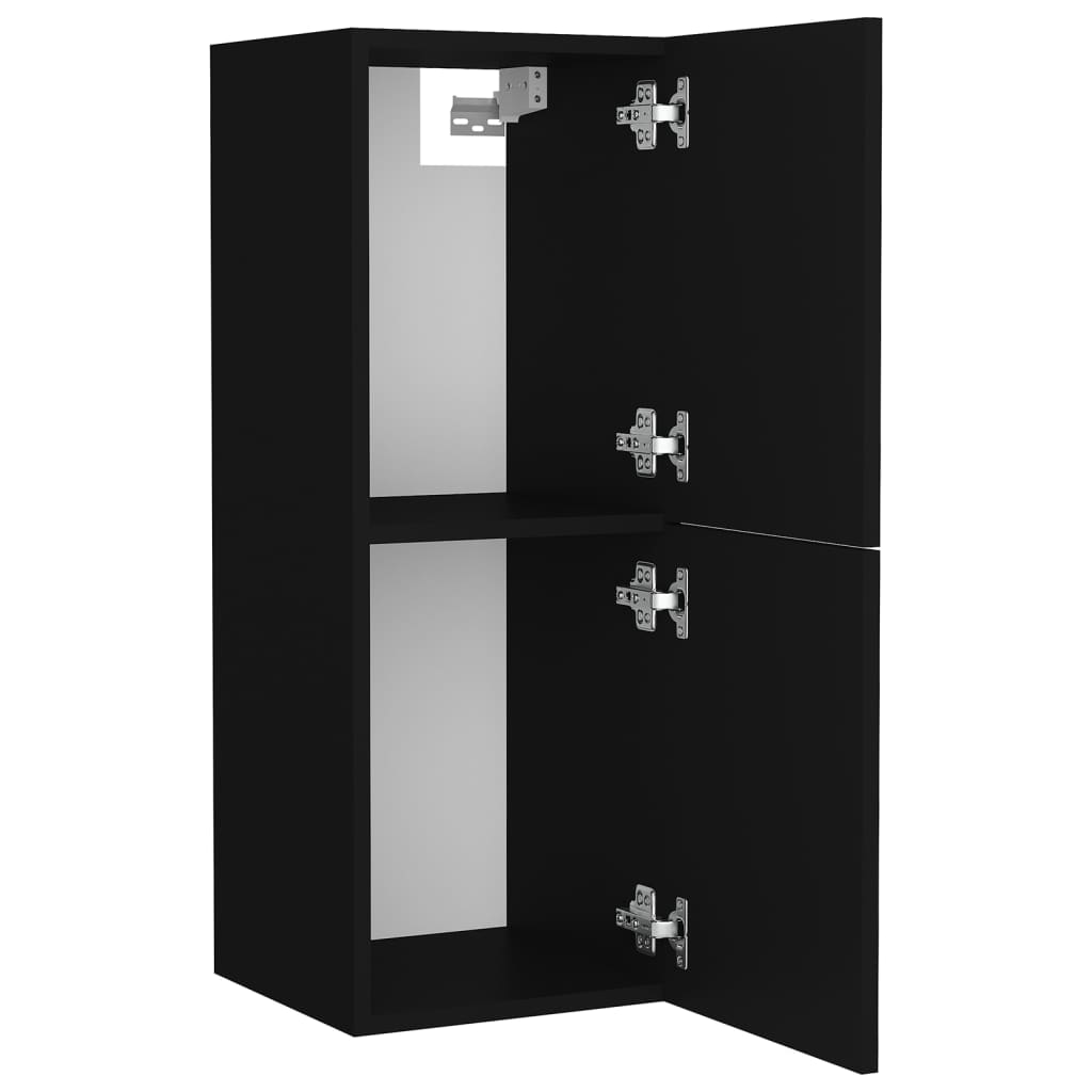 Set de mobilier de baie, negru, lemn prelucrat