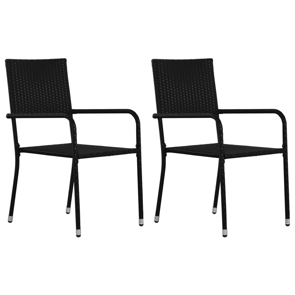 Set mobilier de grădină, 3 piese, negru