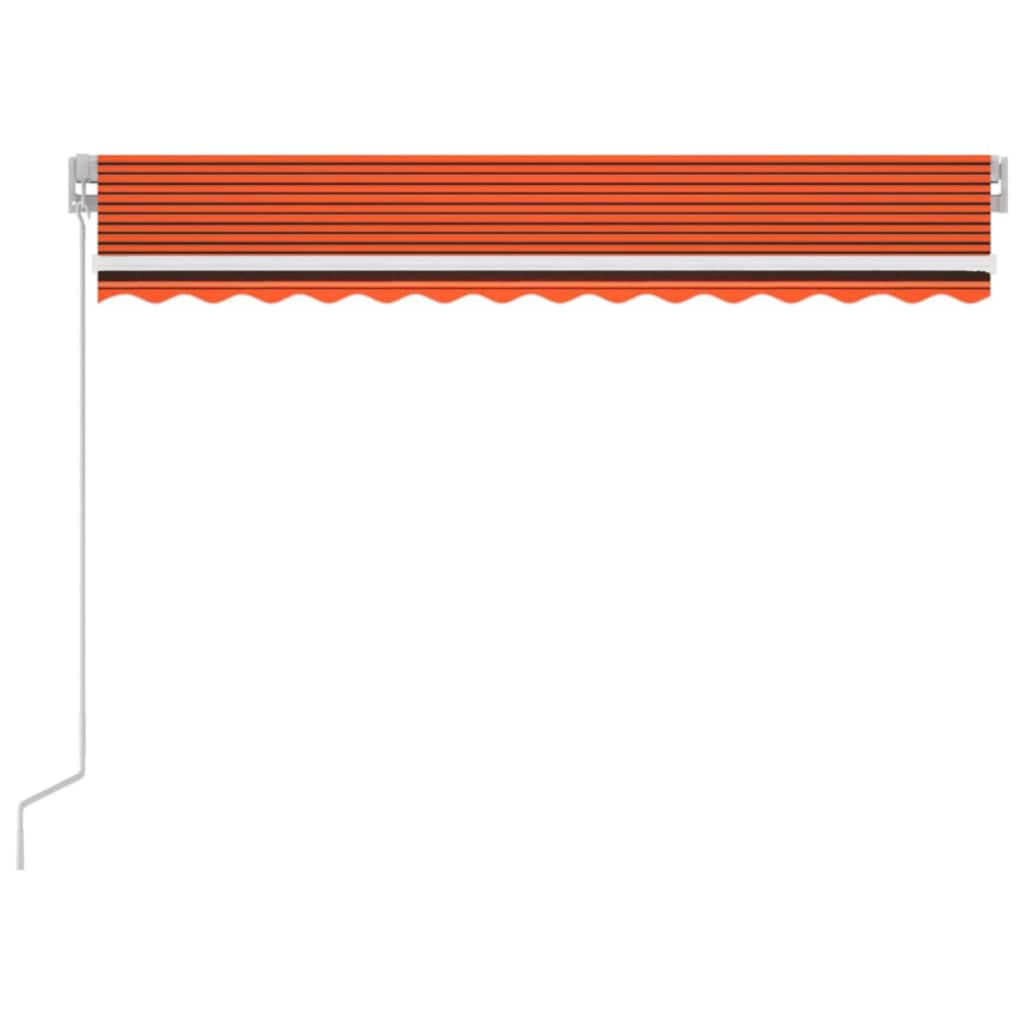 Copertină retractabilă manual LED, portocaliu/maro, 350x250 cm