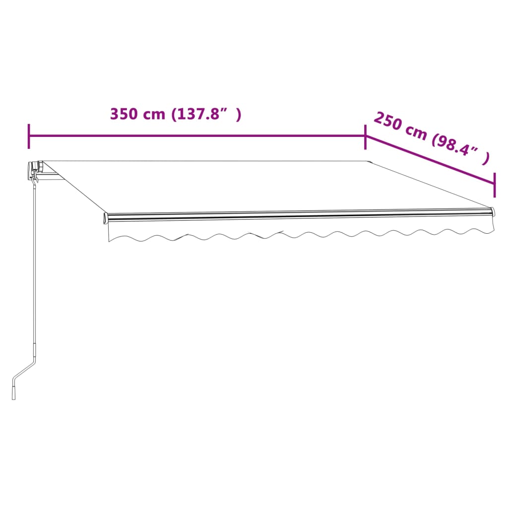 Copertină retractabilă automat, crem, 350x250 cm