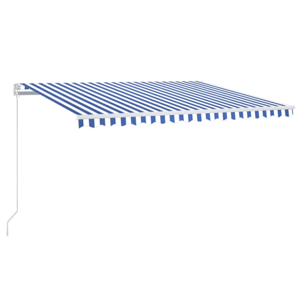 Copertină retractabilă manual LED, albastru și alb, 400x300 cm