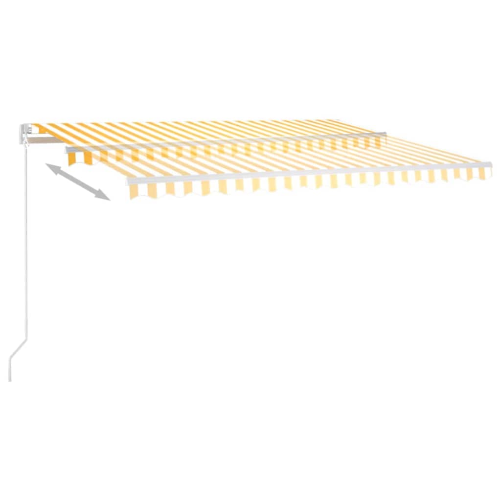 Copertină retractabilă manual cu LED, galben & alb, 400x300 cm