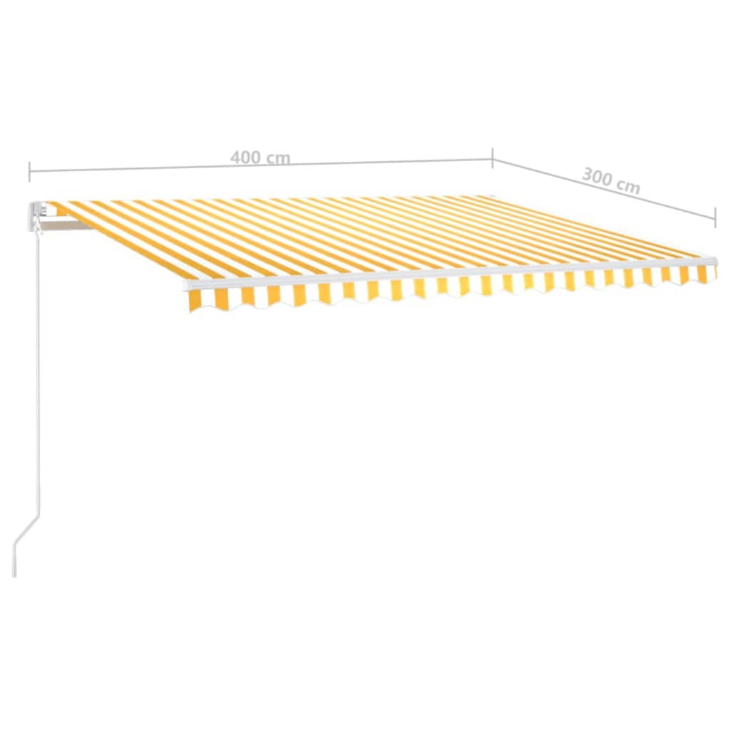 Copertină retractabilă manual cu LED, galben & alb, 400x300 cm