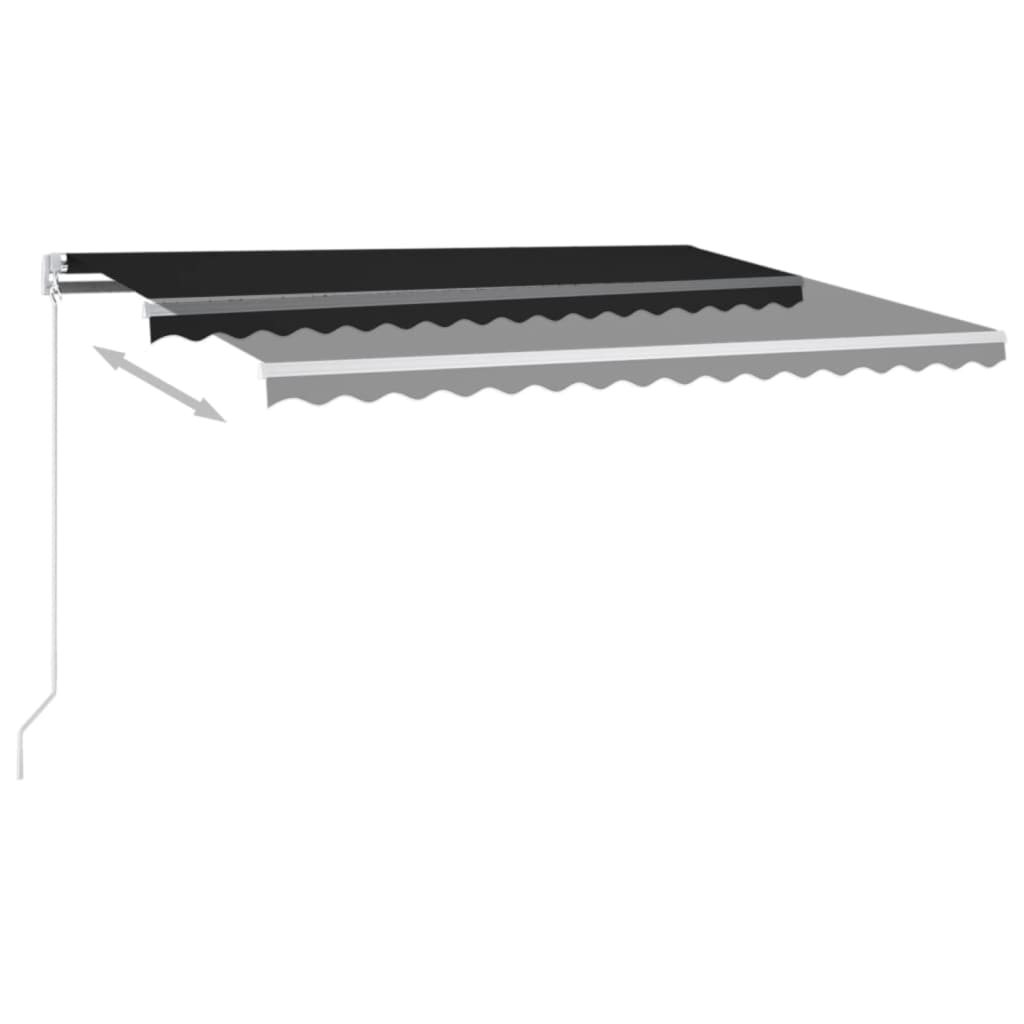 Copertină retractabilă manual cu LED, antracit, 400x300 cm