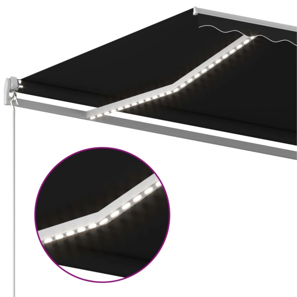 Copertină retractabilă manual cu LED, antracit, 400x300 cm