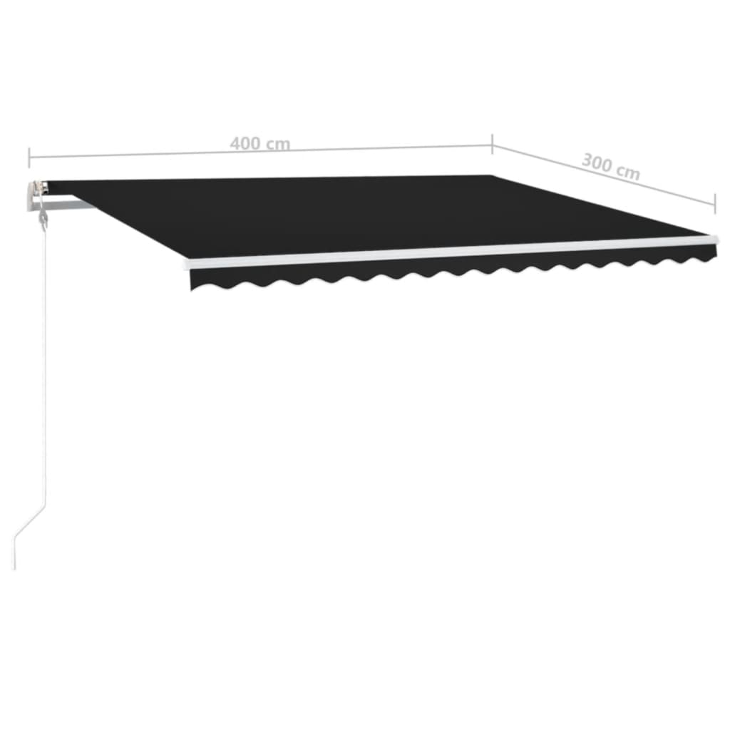 Copertină automată cu senzor vânt & LED, antracit, 400x300 cm