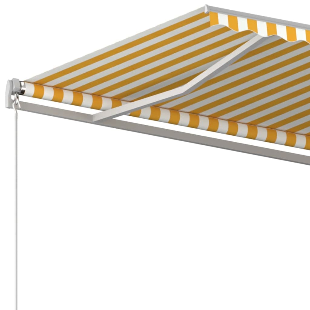 Copertină retractabilă manual, galben și alb, 450x300 cm