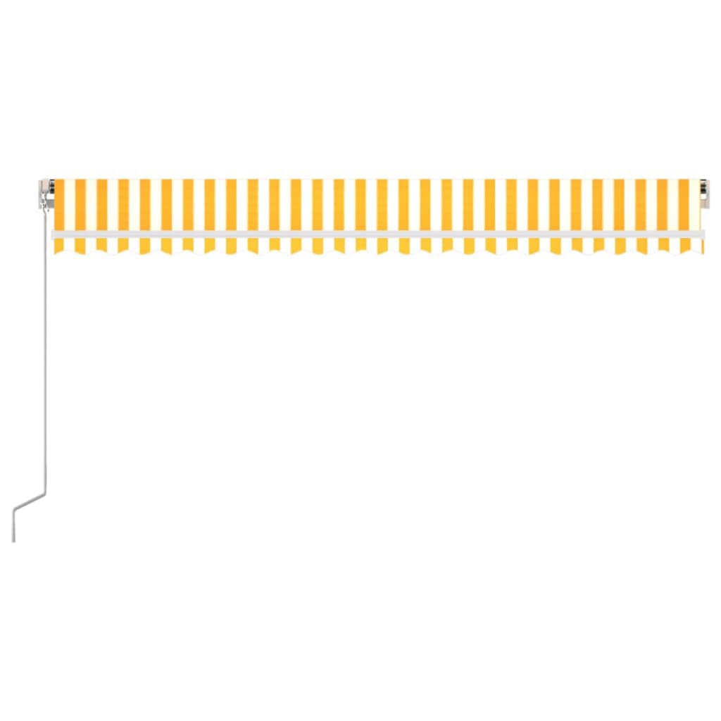 Copertină retractabilă manual, galben și alb, 500x300 cm