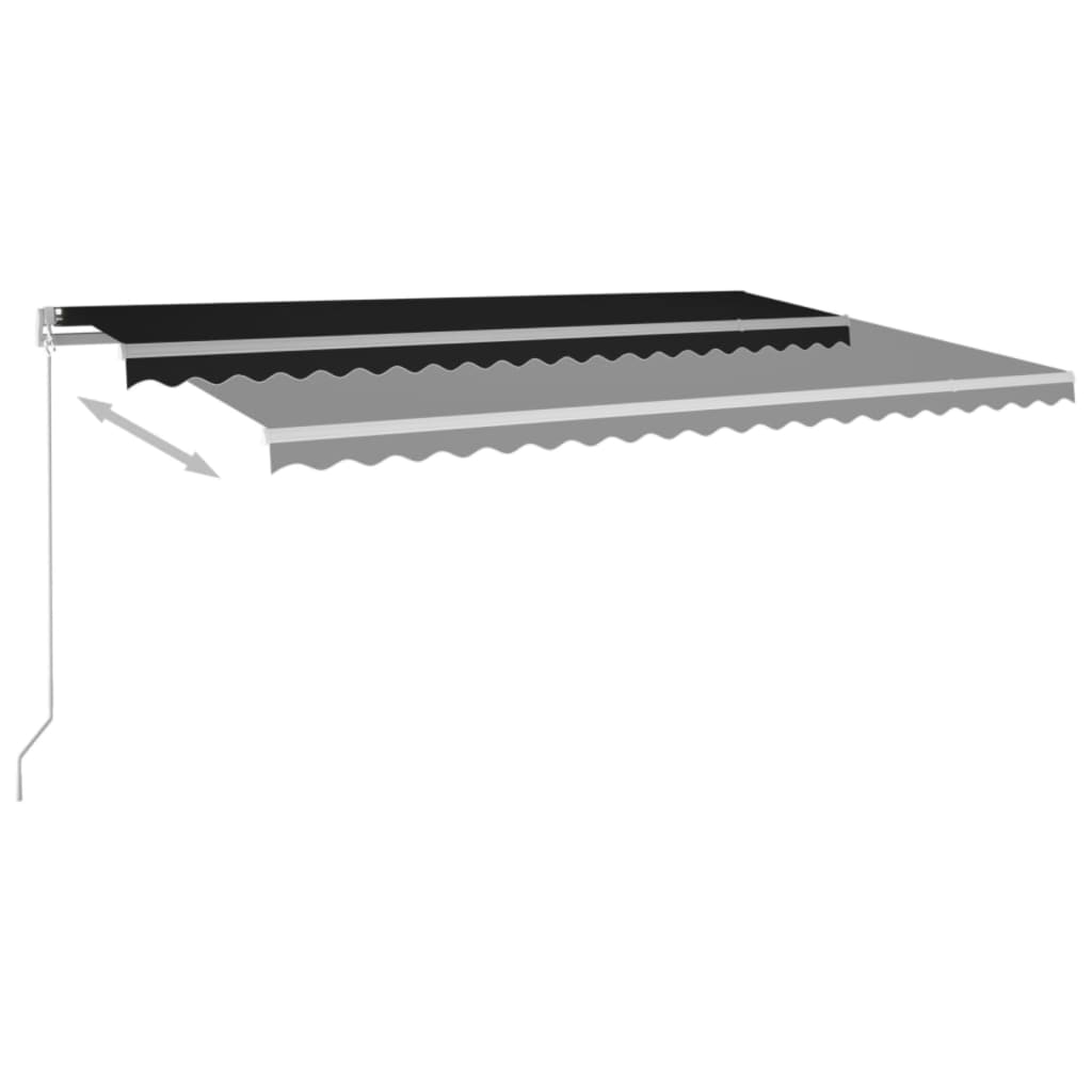 Copertină retractabilă manual cu LED, antracit, 500x300 cm