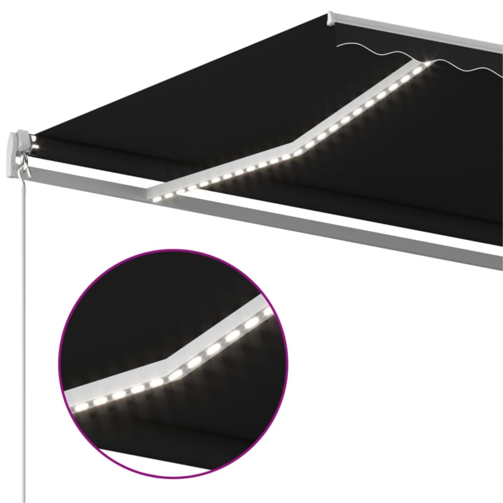 Copertină retractabilă manual cu LED, antracit, 500x300 cm