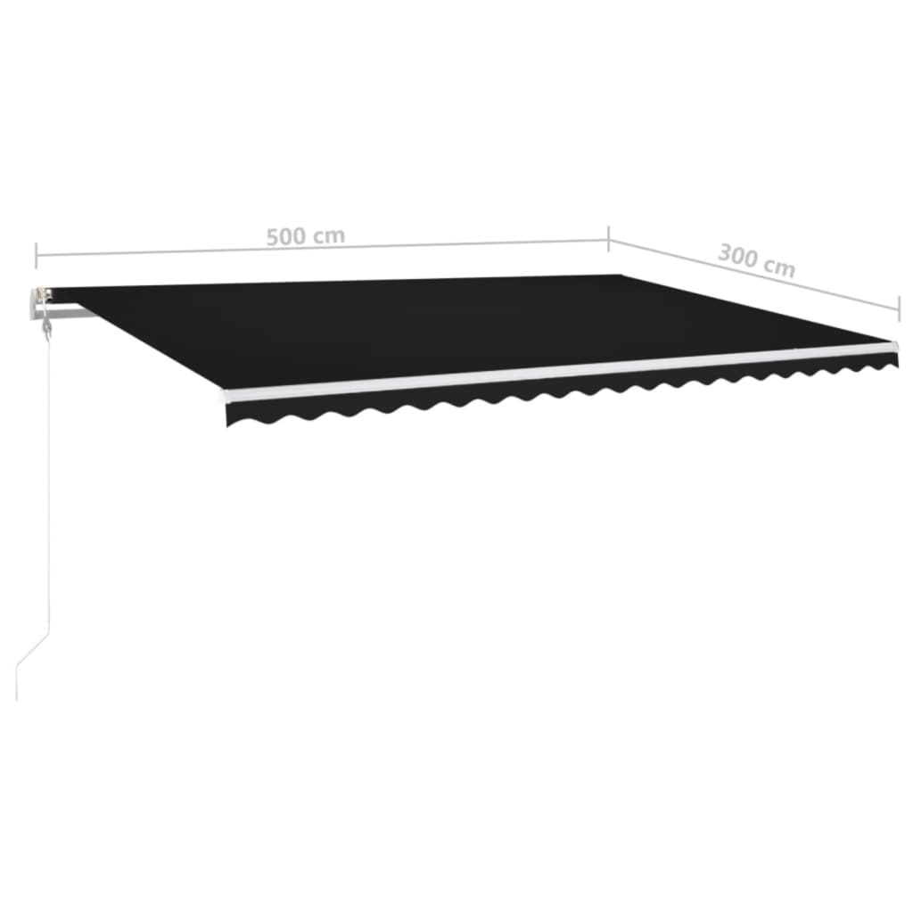 Copertină automată cu senzor vânt & LED, antracit, 500x300 cm