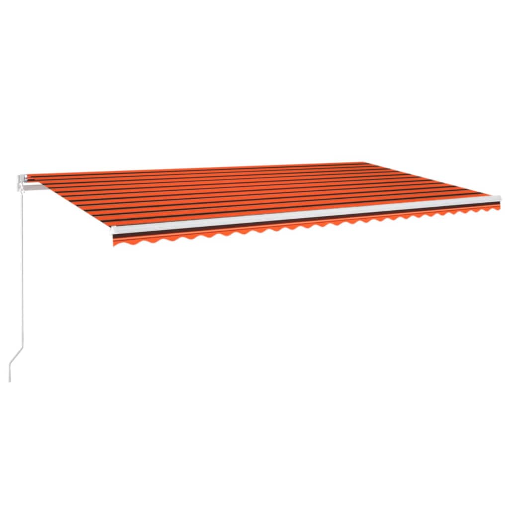 Copertină retractabilă manual, LED, portocaliu&maro, 600x300 cm