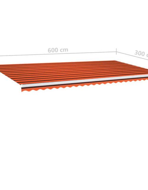 Загрузите изображение в средство просмотра галереи, Copertină retractabilă manual, LED, portocaliu&amp;maro, 600x300 cm
