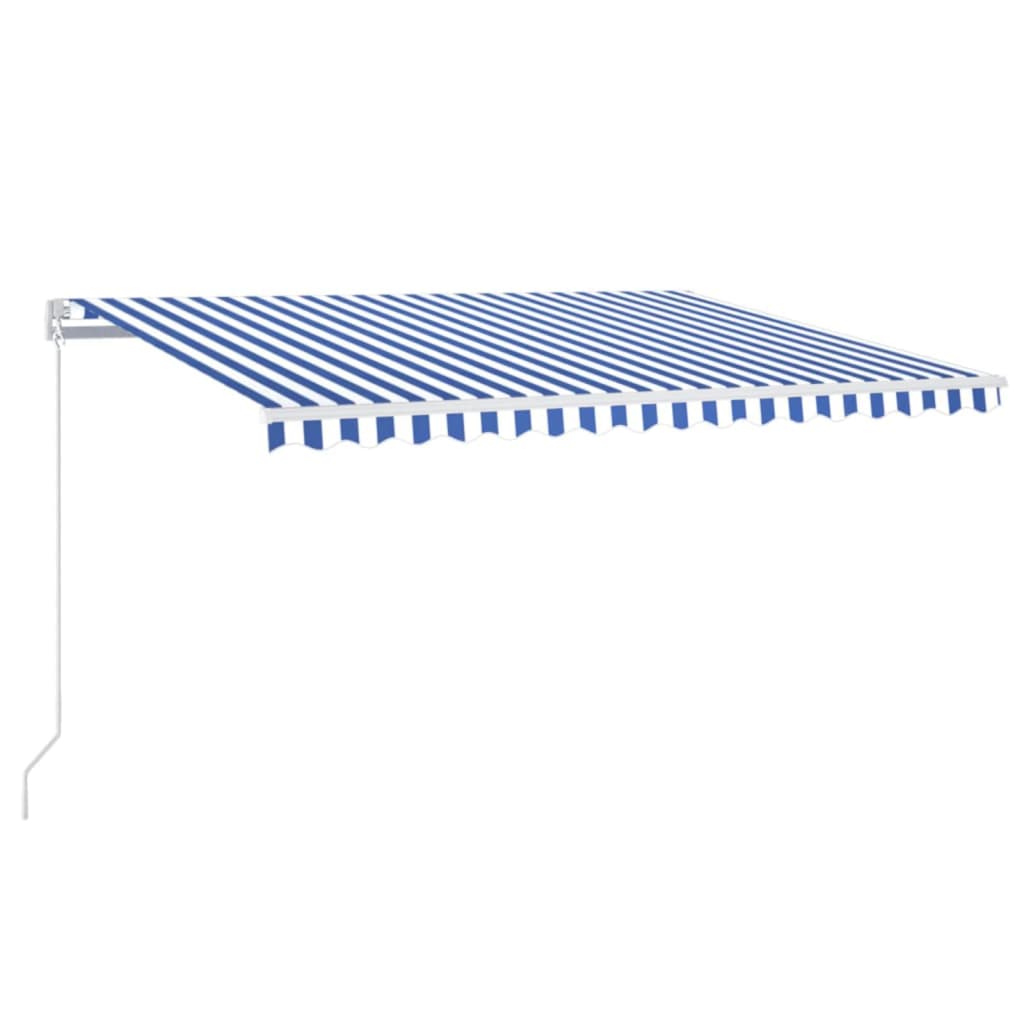 Copertină retractabilă manual cu LED, albastru/alb, 400x350 cm