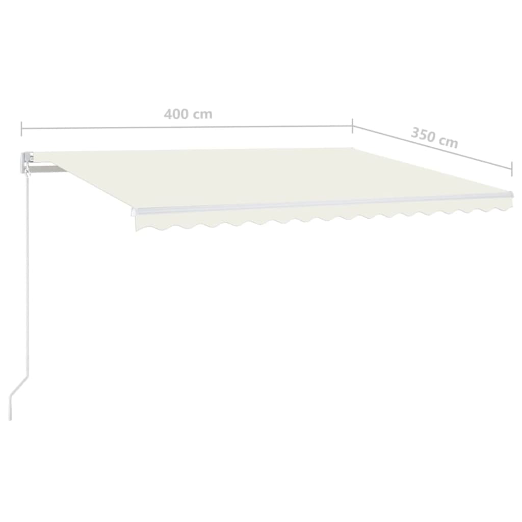 Copertină retractabilă manual cu LED, crem, 400x350 cm