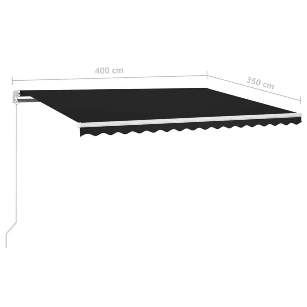 Copertină retractabilă manual cu LED, antracit, 400x350 cm