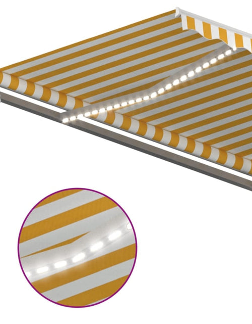 Загрузите изображение в средство просмотра галереи, Copertină automată cu senzor vânt&amp;LED, galben/alb, 400x350 cm
