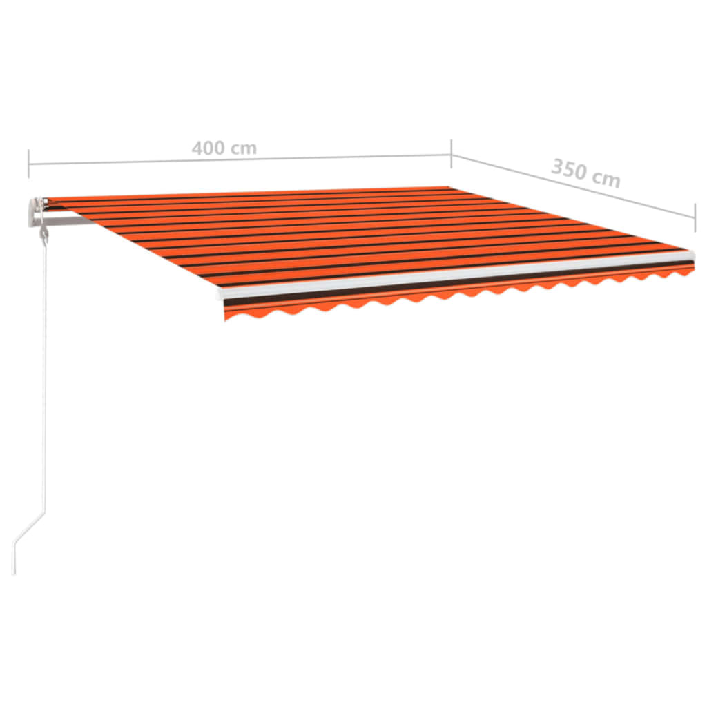 Copertină automată, senzor vânt & LED, oranj/maro, 400x350 cm