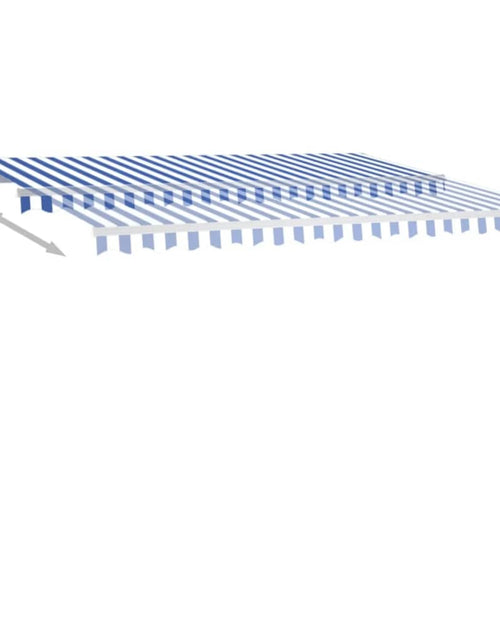 Загрузите изображение в средство просмотра галереи, Copertină retractabilă manual, albastru și alb, 450x350 cm
