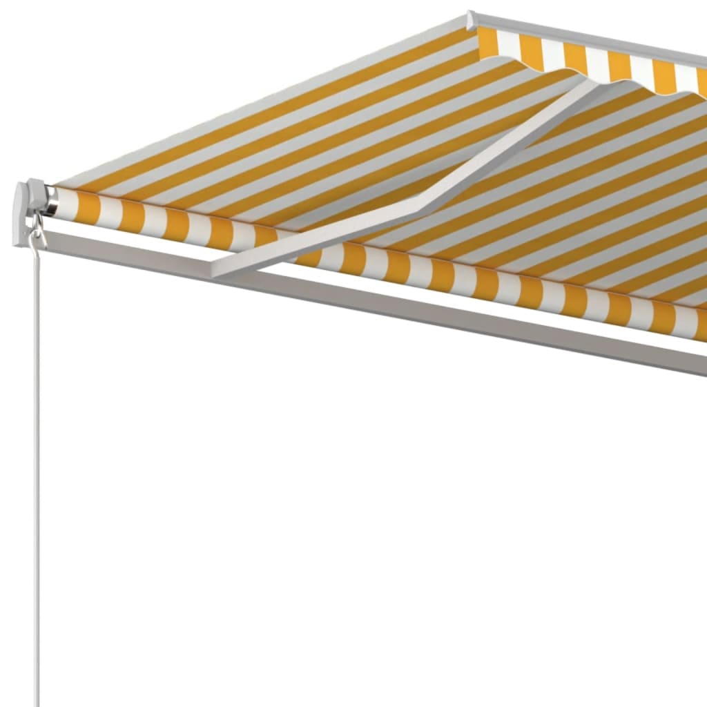 Copertină retractabilă manual, galben și alb, 450x350 cm