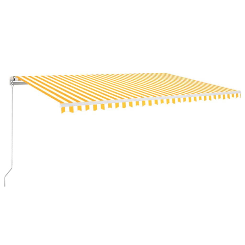 Copertină retractabilă manual cu LED, galben și alb, 500x350 cm