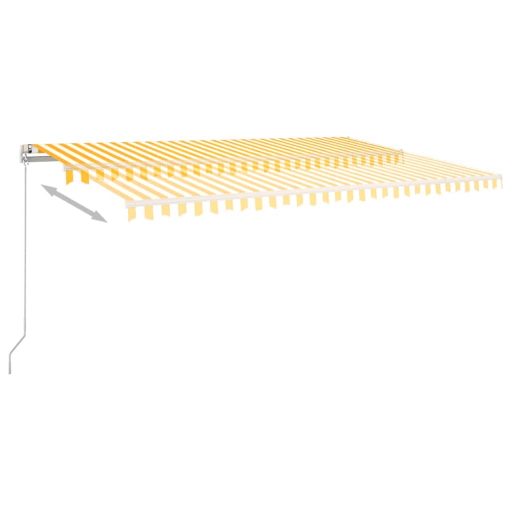 Copertină retractabilă manual cu LED, galben și alb, 500x350 cm