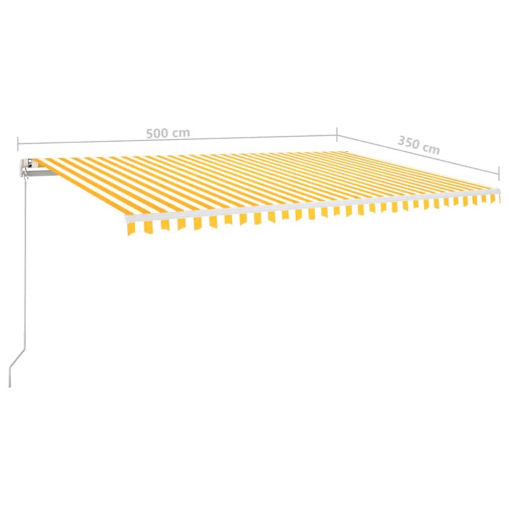 Copertină retractabilă manual cu LED, galben și alb, 500x350 cm