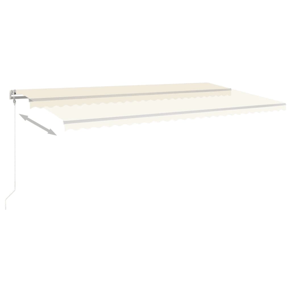 Copertină automată cu senzor vânt & LED, crem, 600x350 cm