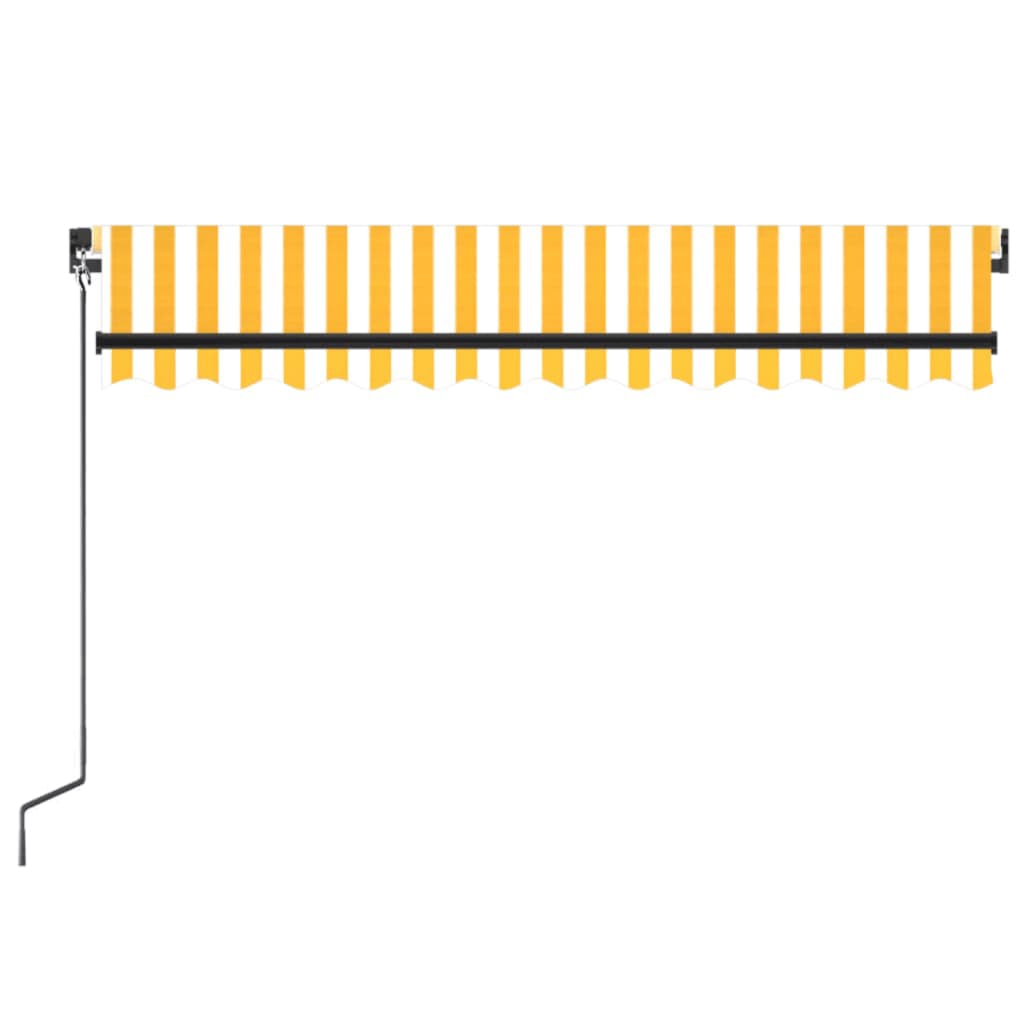 Copertină retractabilă manual, galben și alb, 350x250 cm