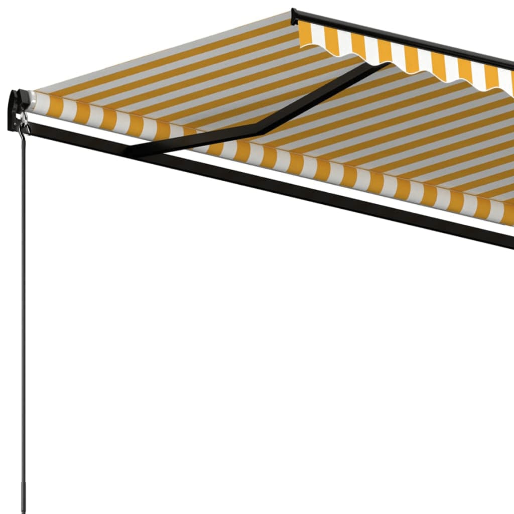 Copertină retractabilă manual, galben și alb, 350x250 cm