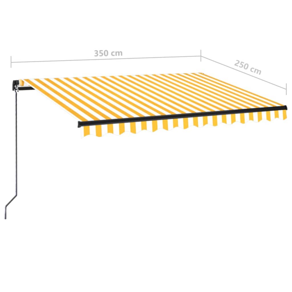 Copertină retractabilă manual, galben și alb, 350x250 cm