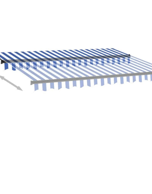 Загрузите изображение в средство просмотра галереи, Copertină retractabilă manual LED, albastru și alb, 350x250 cm
