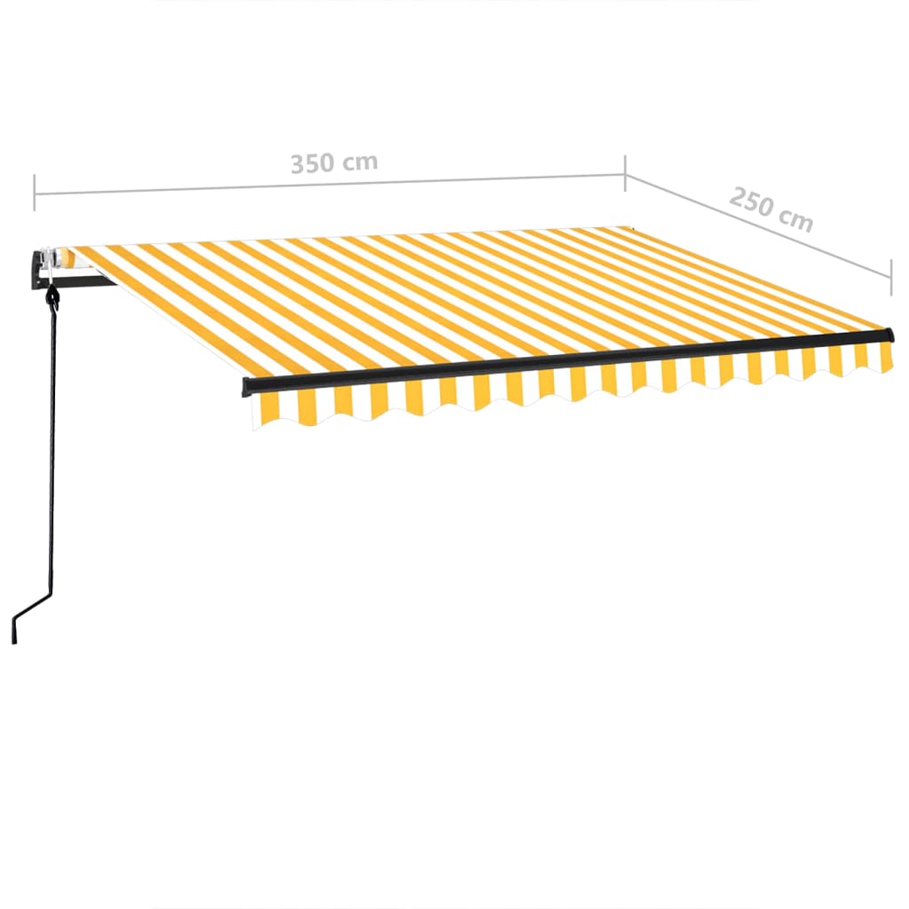 Copertină retractabilă automat, galben și alb, 350x250 cm