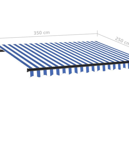 Загрузите изображение в средство просмотра галереи, Copertină automată cu senzor vânt&amp;LED, albastru/alb, 350x250 cm
