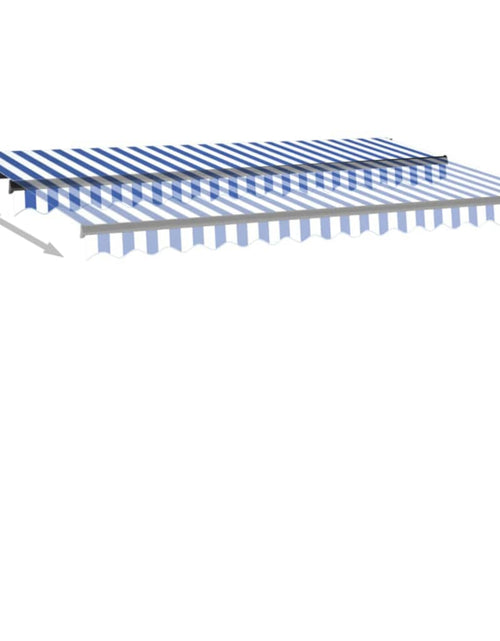 Încărcați imaginea în vizualizatorul Galerie, Copertină retractabilă manual cu LED, albastru&amp;alb, 400x300 cm
