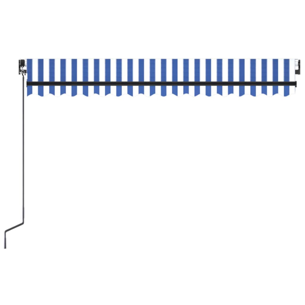 Copertină retractabilă manual cu LED, albastru&alb, 400x300 cm