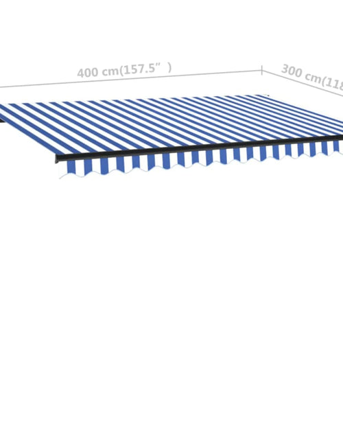 Încărcați imaginea în vizualizatorul Galerie, Copertină retractabilă manual cu LED, albastru&amp;alb, 400x300 cm
