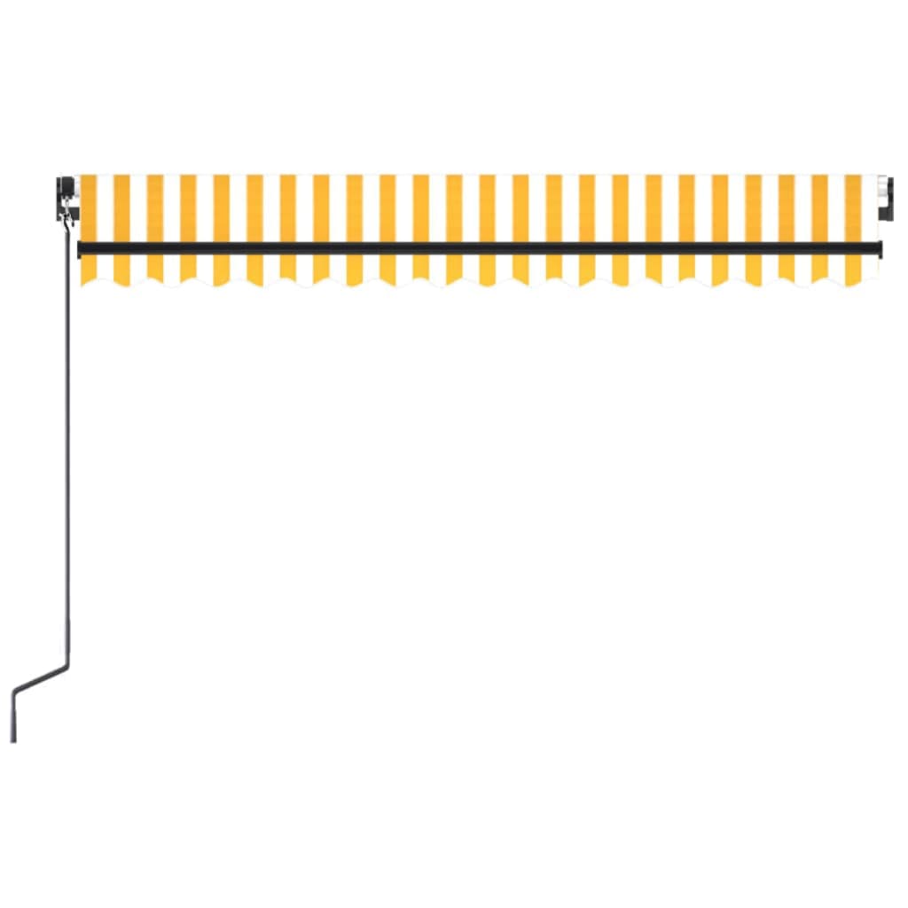 Copertină retractabilă manual, galben și alb, 450x300 cm