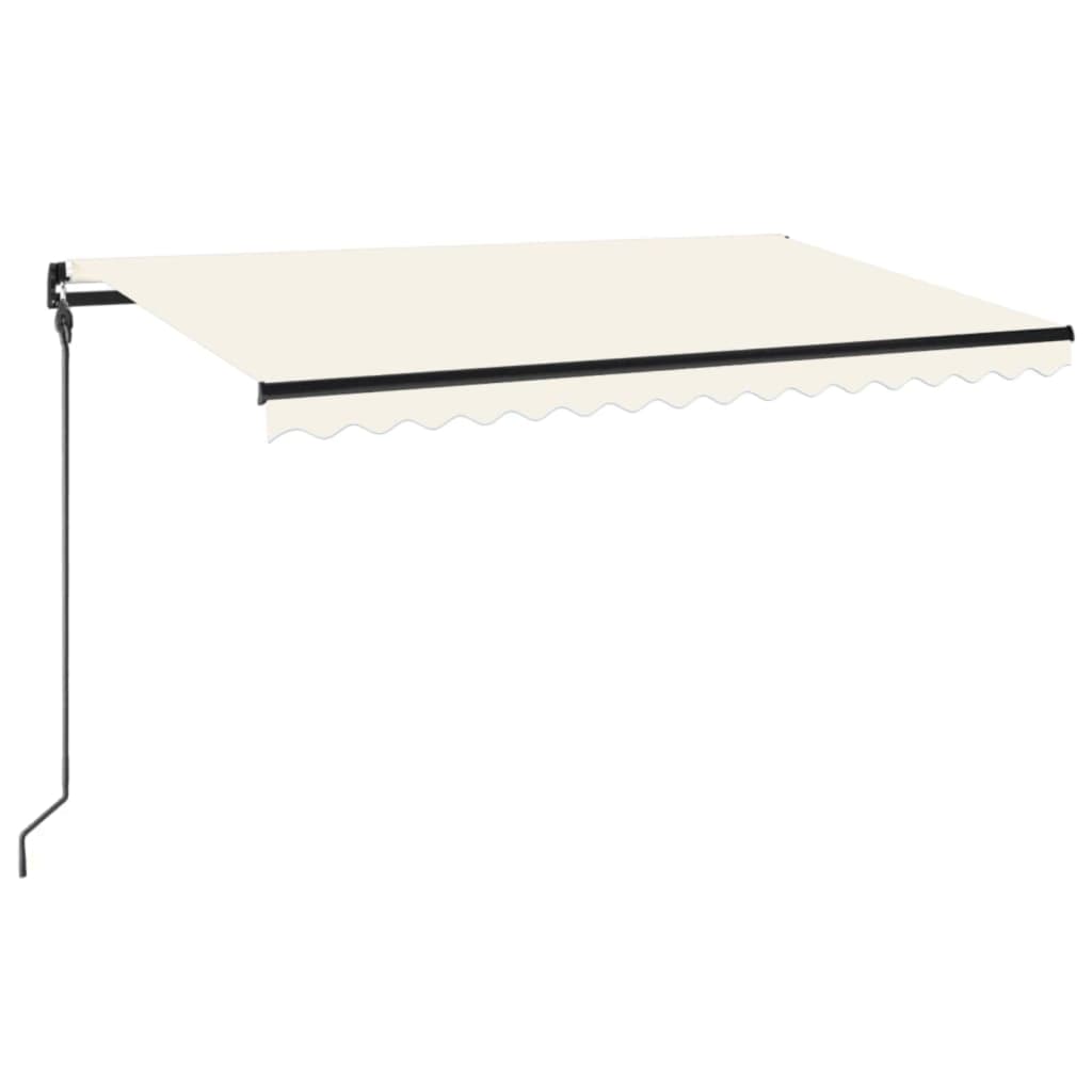 Copertină retractabilă manual cu LED, crem, 450x300 cm