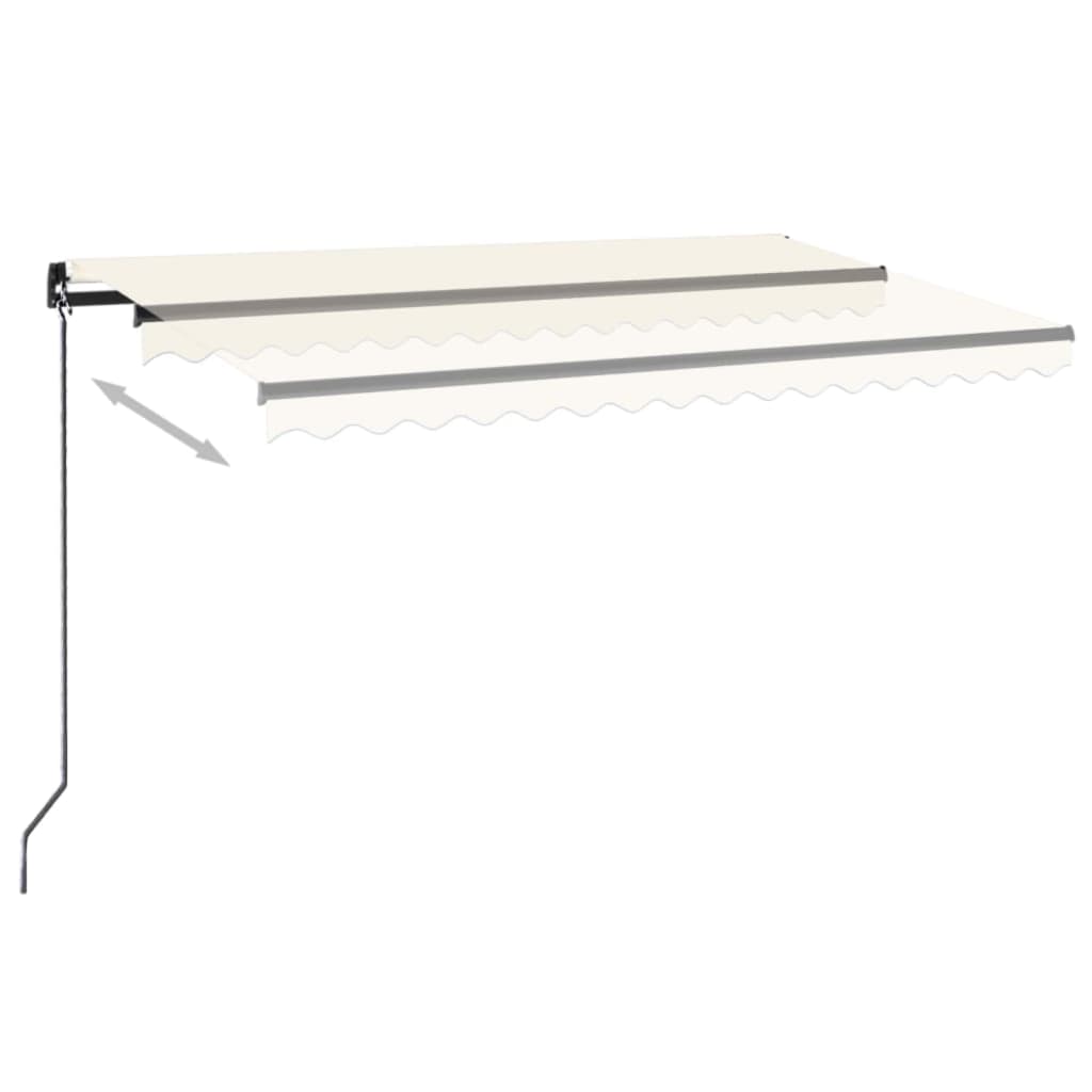 Copertină retractabilă manual cu LED, crem, 450x300 cm