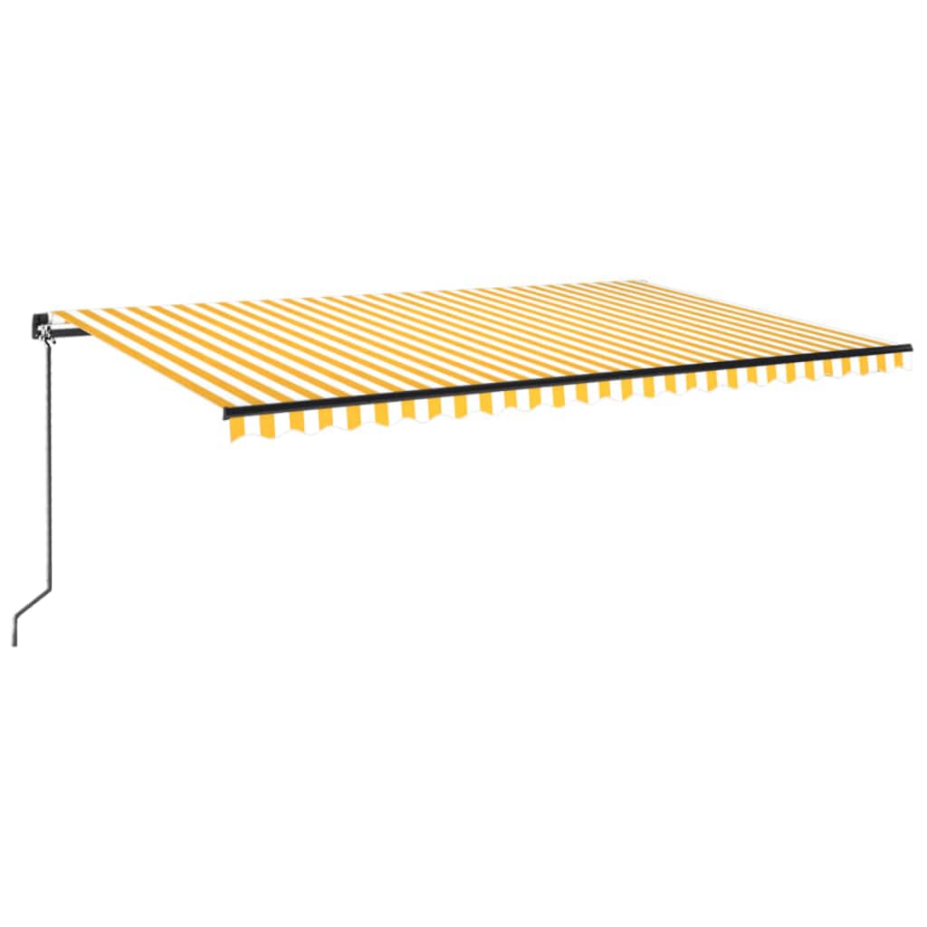 Copertină retractabilă manual, galben și alb, 500x300 cm