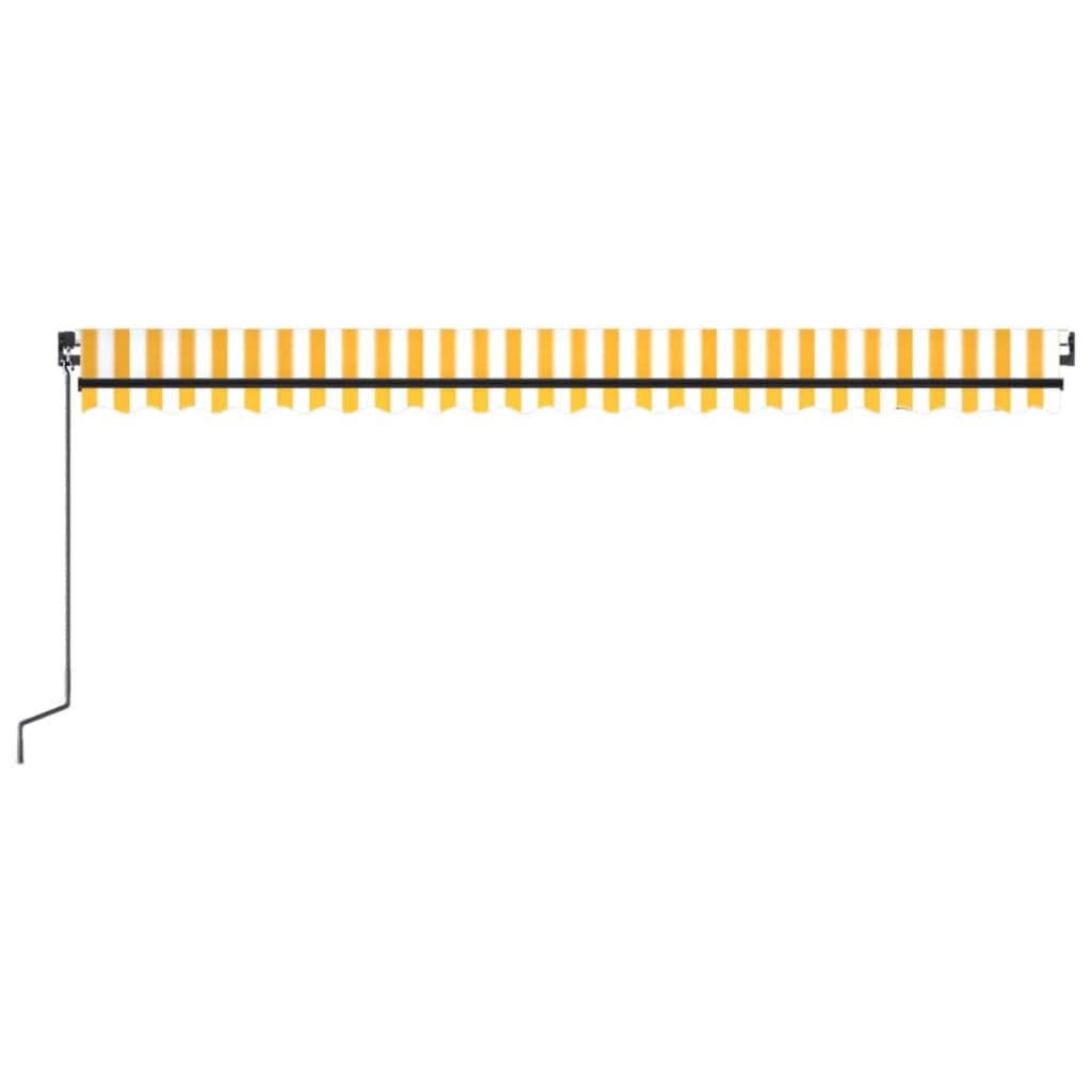 Copertină retractabilă manual, galben și alb, 500x300 cm