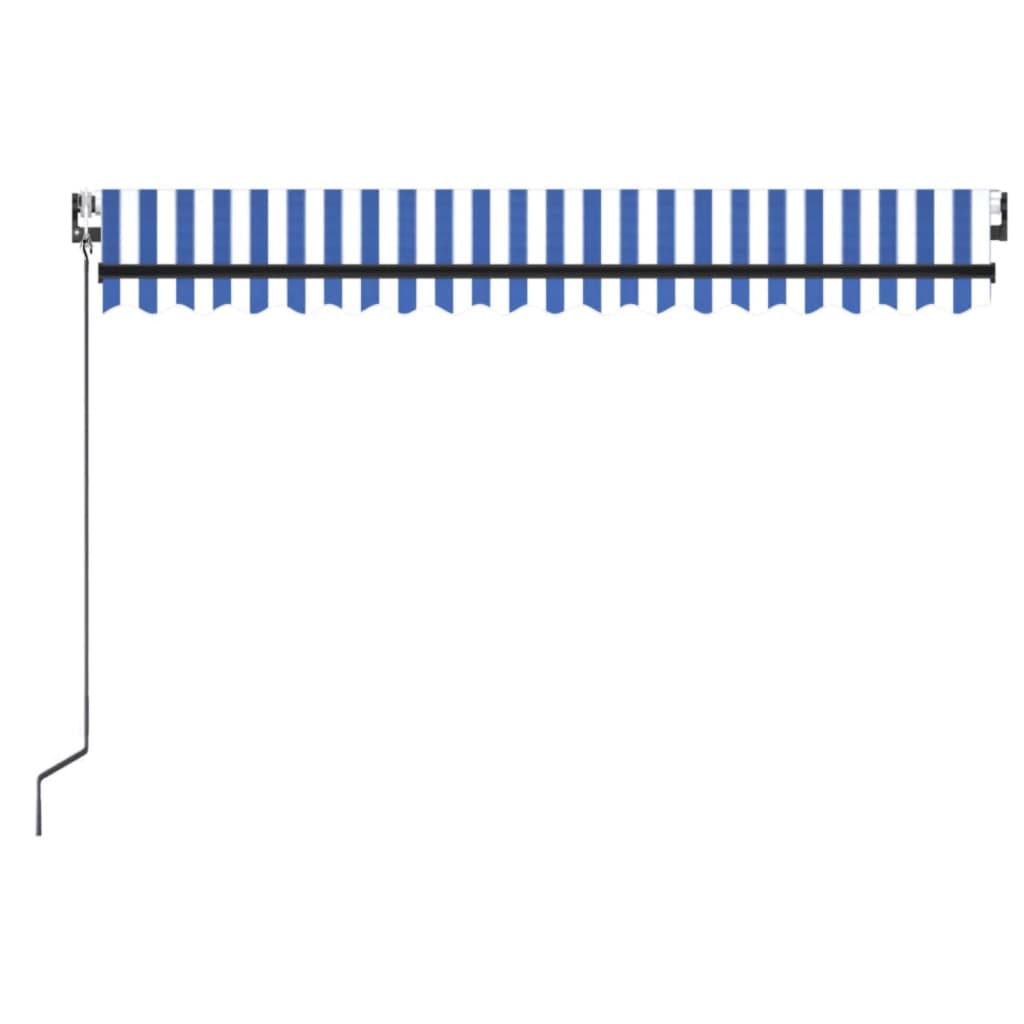 Copertină retractabilă automat, albastru și alb, 400x350 cm