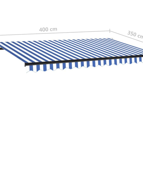 Încărcați imaginea în vizualizatorul Galerie, Copertină retractabilă automat, albastru și alb, 400x350 cm
