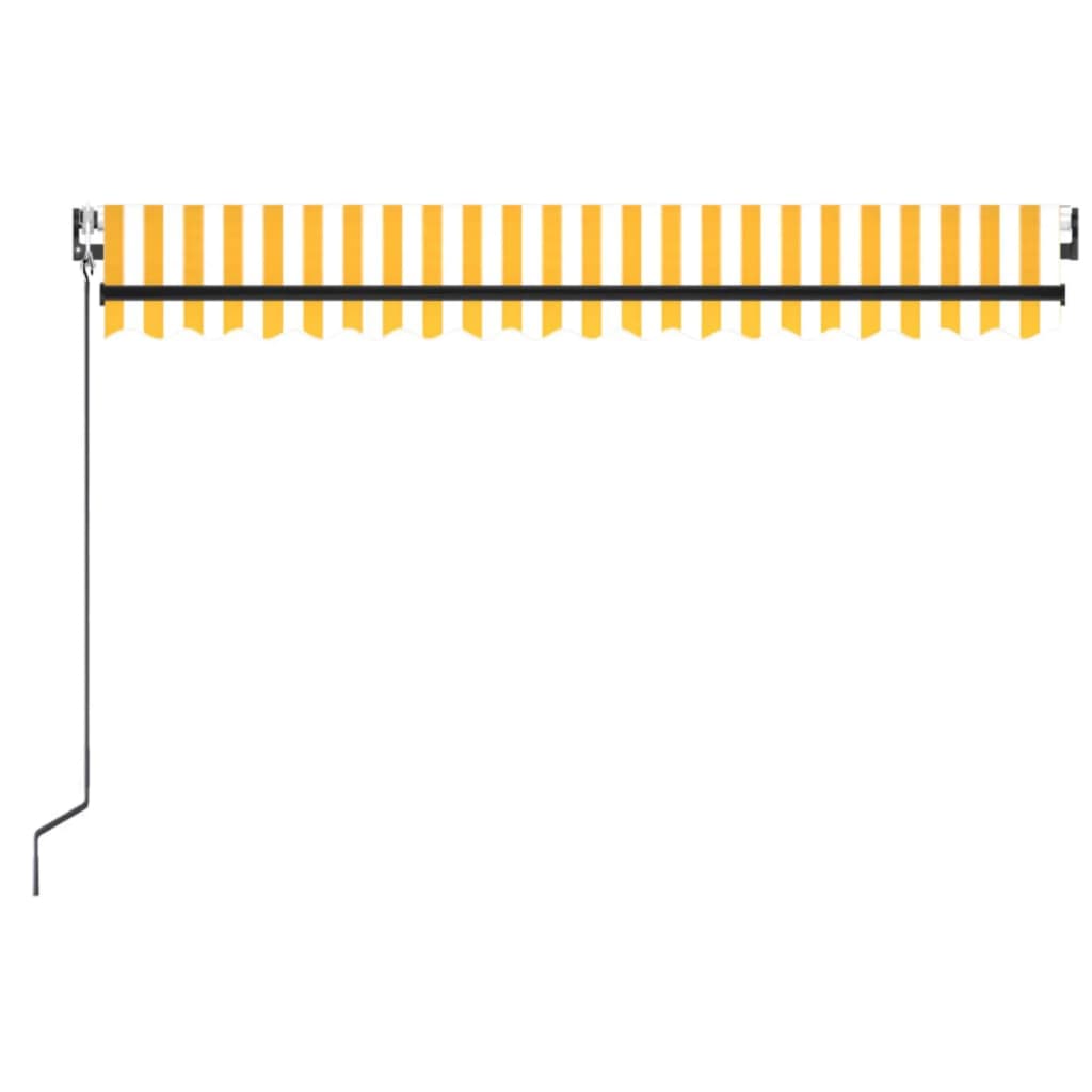 Copertină retractabilă automat, galben și alb, 400x350 cm