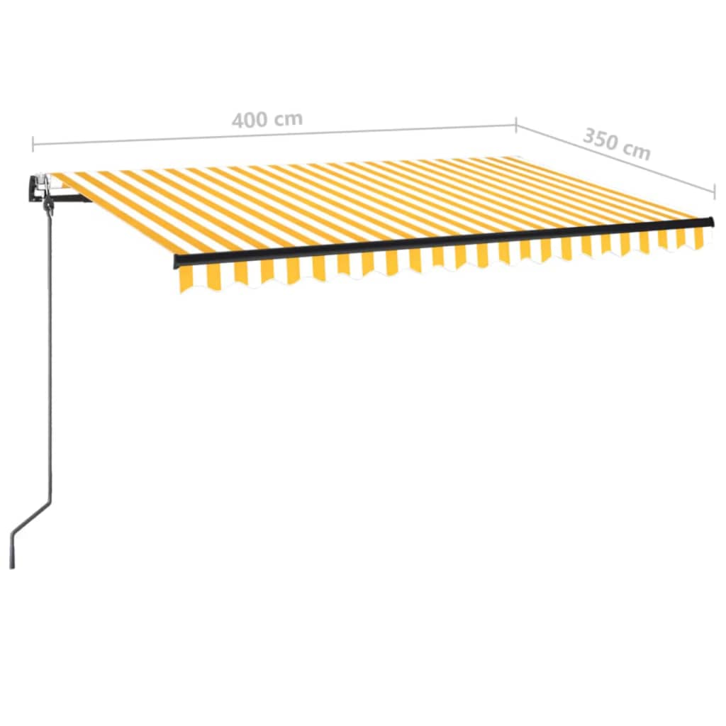 Copertină retractabilă automat, galben și alb, 400x350 cm