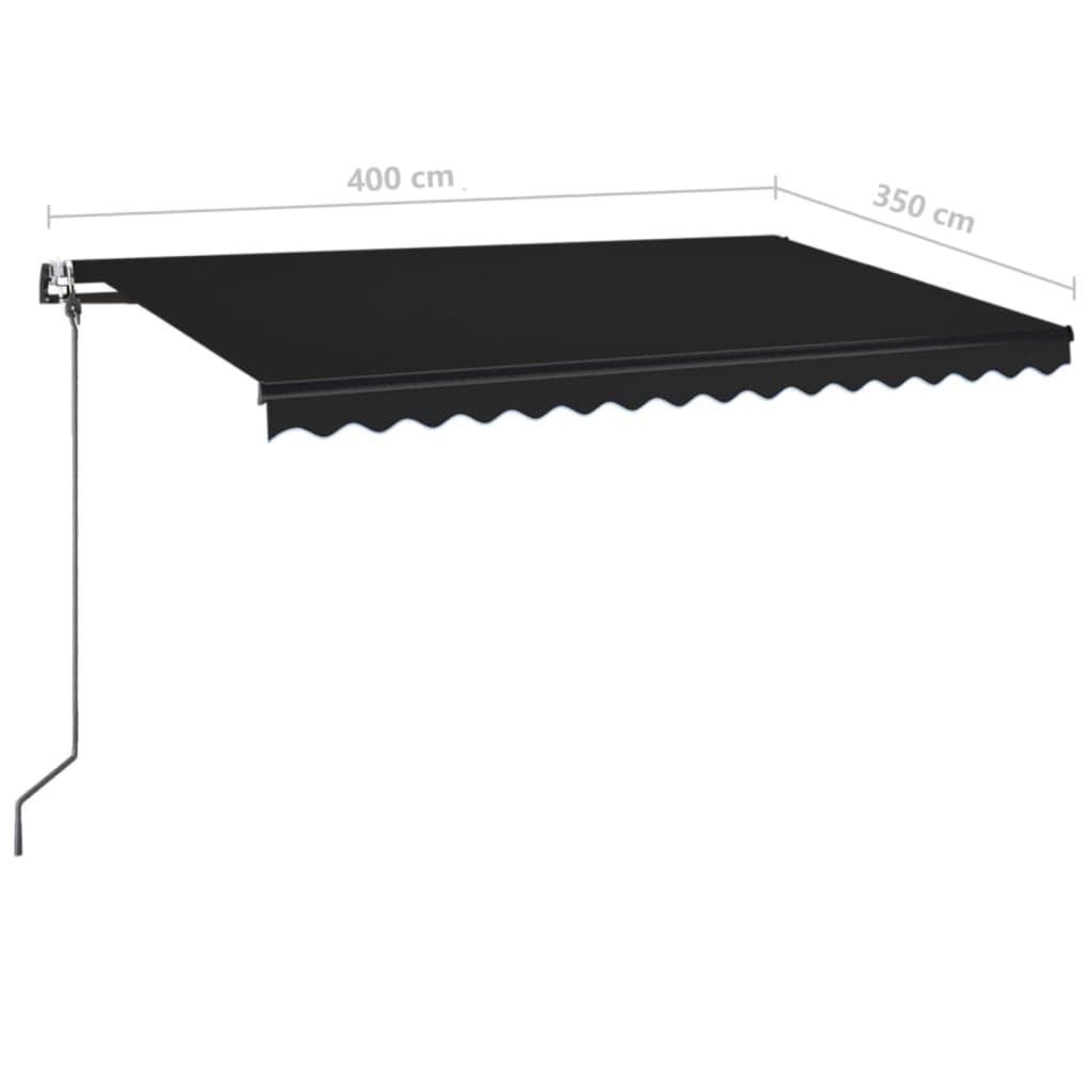 Copertină automată cu senzor vânt & LED, antracit, 400x350 cm